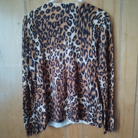 Just B leopard print women's top/ cardigan sweater/ long sleeve Sz M - Picture 10 of 10